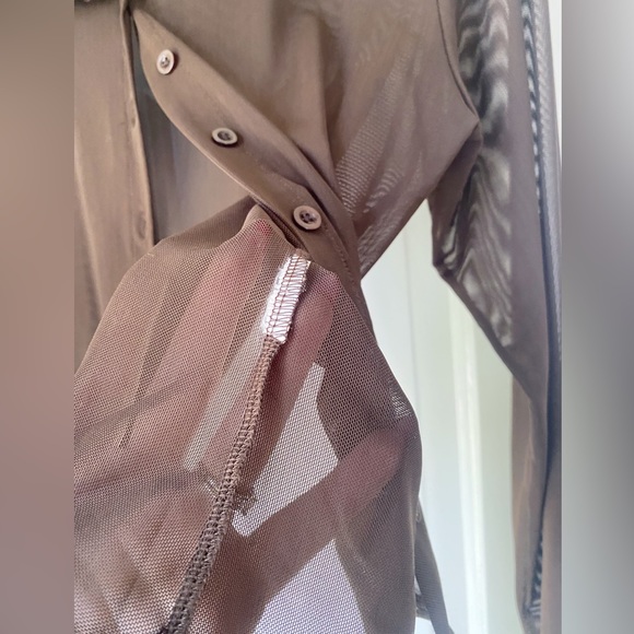 Motel Rocks - Espresso Brown Sheer Button Up - Picture 3 of 5